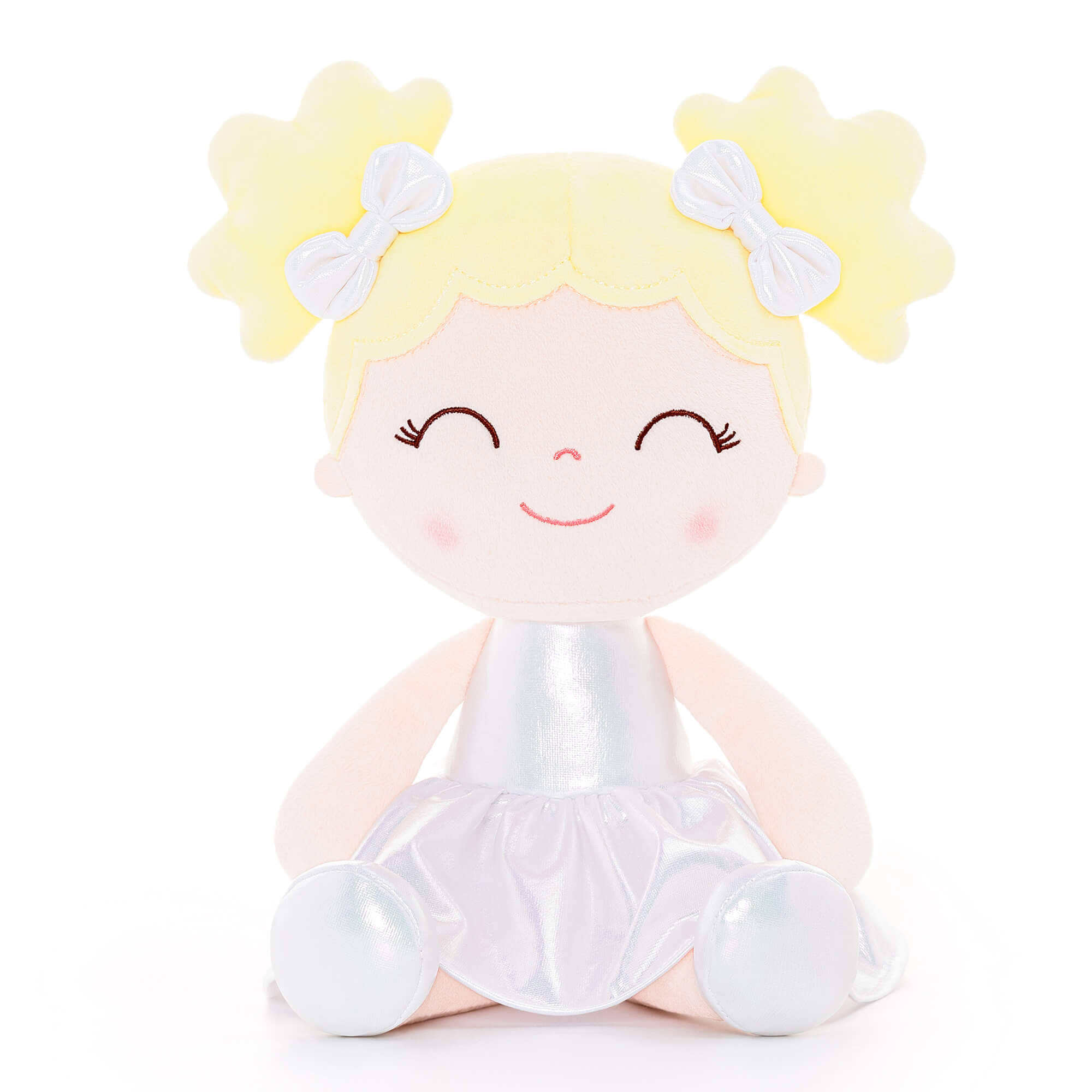 Gloveleya 12 - inch Personalized Plush Dolls Curly Haired Iridescent Girls - White - Gloveleya Official