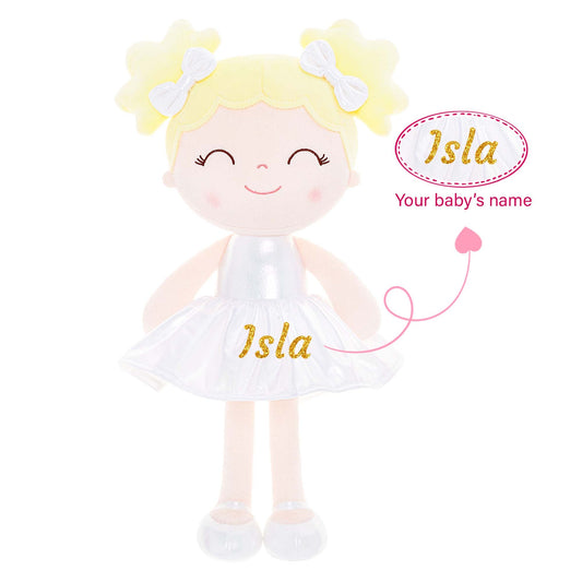 Gloveleya 12 - inch Personalized Plush Dolls Curly Haired Iridescent Girls - White - Gloveleya Official