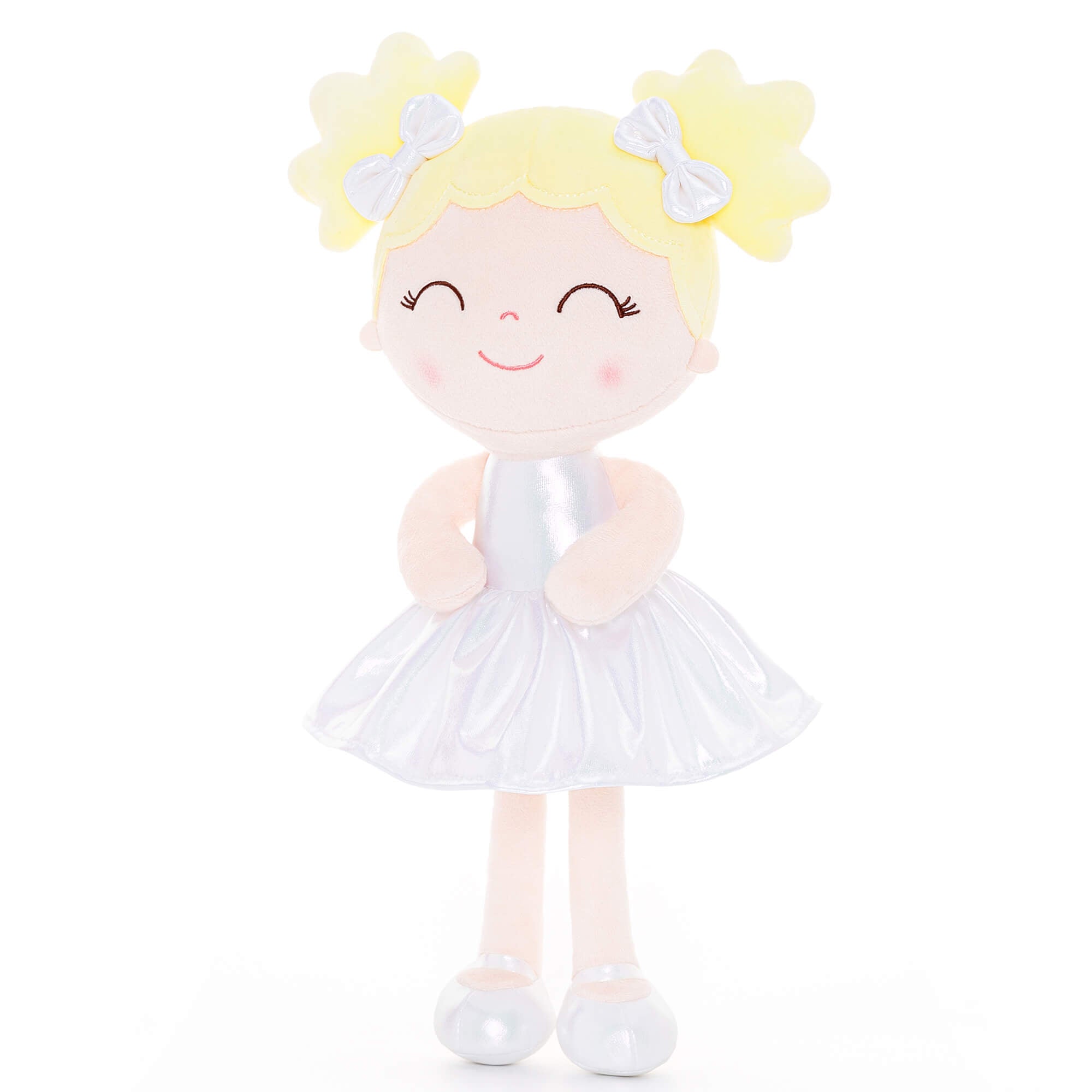 Gloveleya 12 - inch Personalized Plush Dolls Curly Haired Iridescent Girls - White - Gloveleya Official