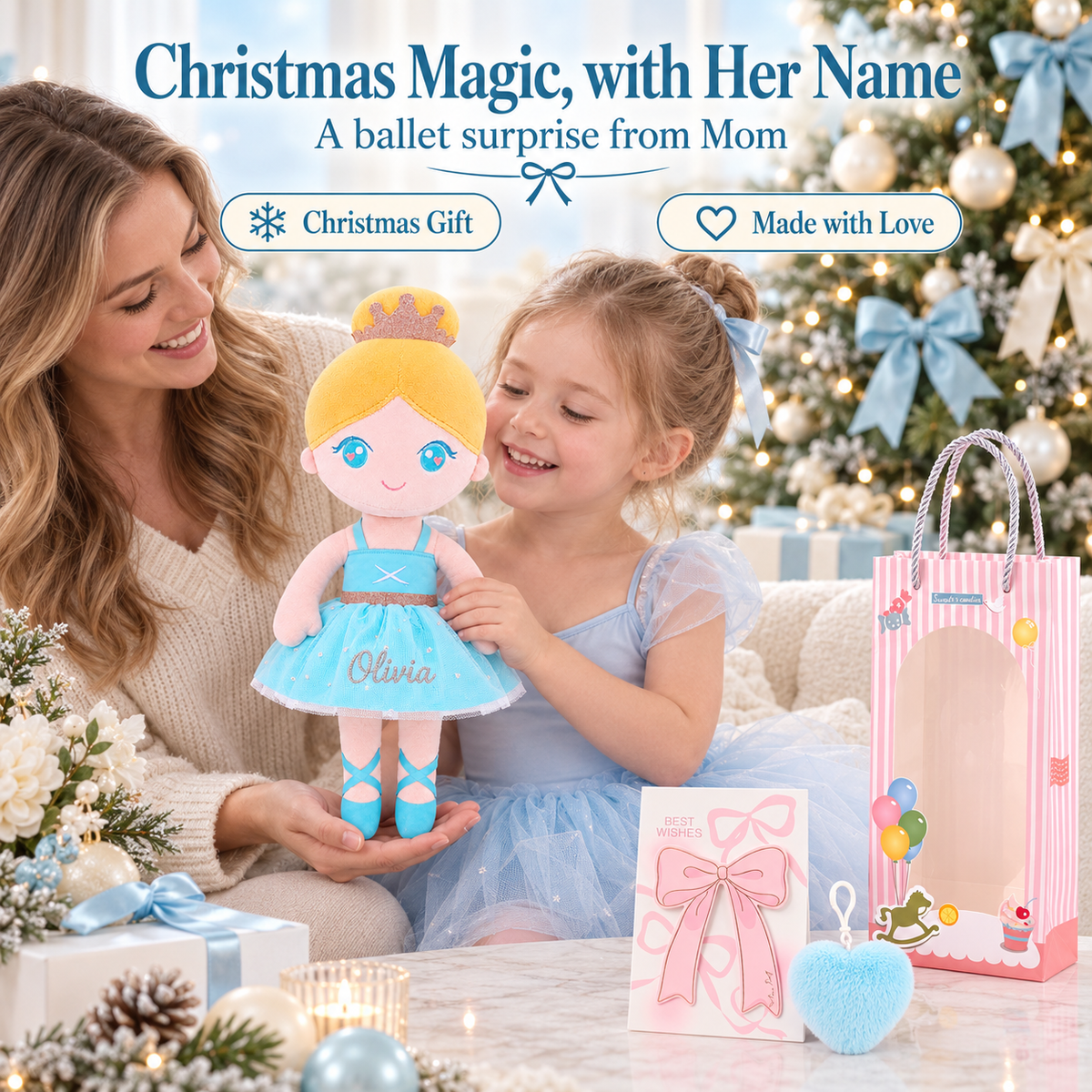 Gloveleya 13-inch Personalized Plush Dolls Ballerina Series Blue - Gloveleya Official