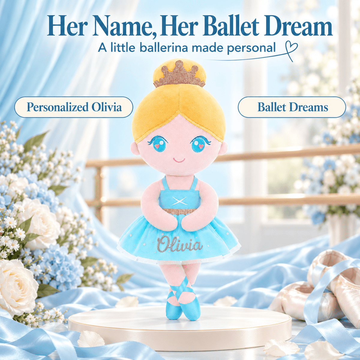 Gloveleya 13-inch Personalized Plush Dolls Ballerina Series Blue - Gloveleya Official