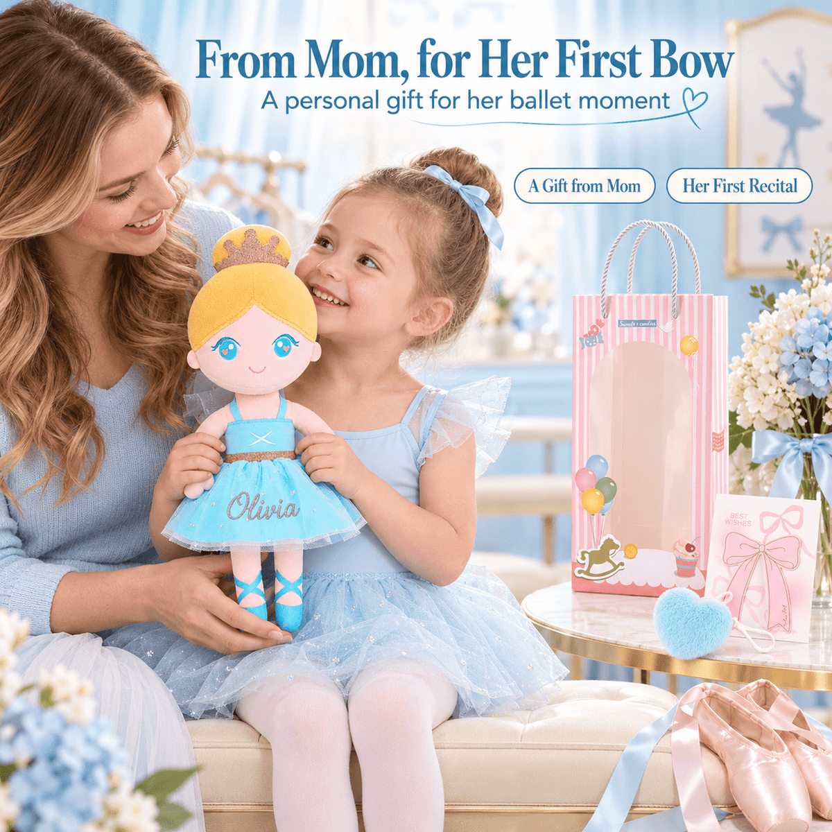 Gloveleya 13-inch Personalized Plush Dolls Ballerina Series Blue - Gloveleya Official