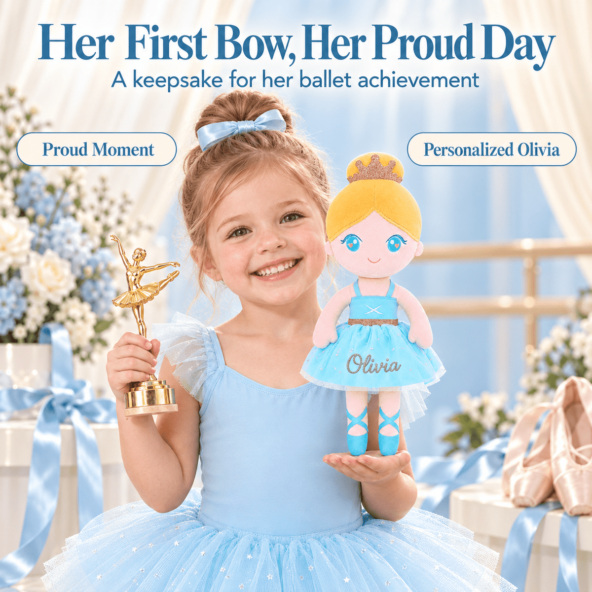Gloveleya 13-inch Personalized Plush Dolls Ballerina Series Blue - Gloveleya Official