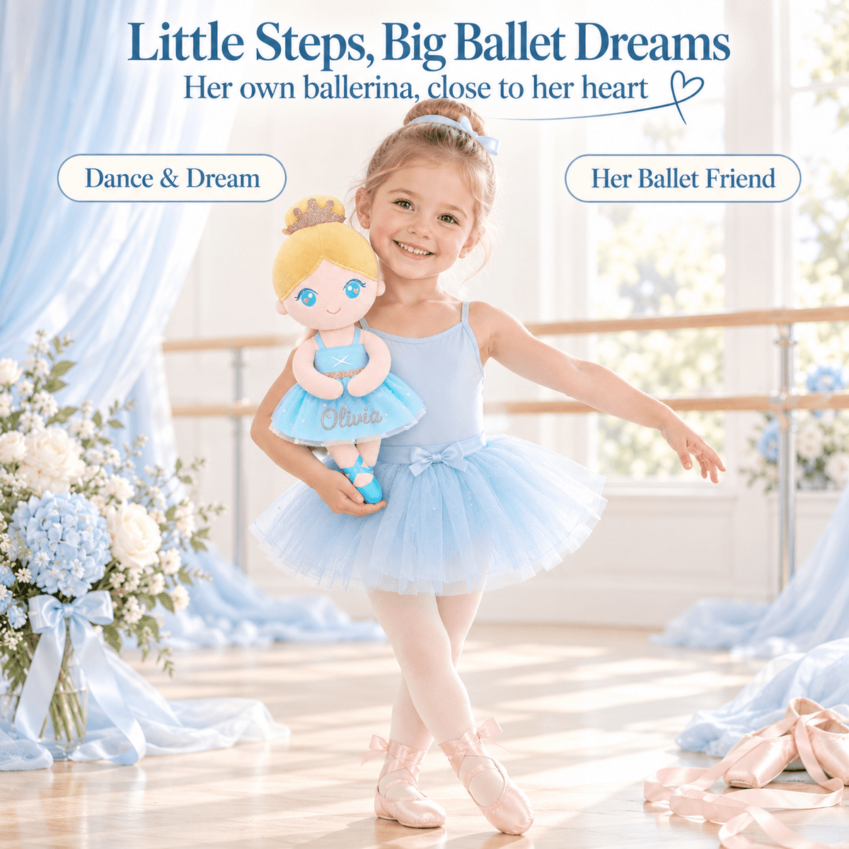 Gloveleya 13-inch Personalized Plush Dolls Ballerina Series Blue - Gloveleya Official