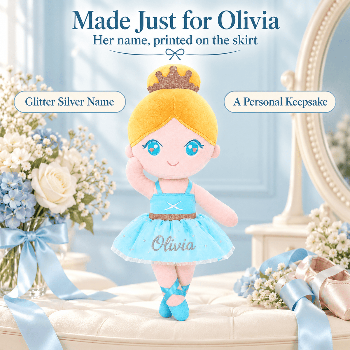 Gloveleya 13-inch Personalized Plush Dolls Ballerina Series Blue - Gloveleya Official