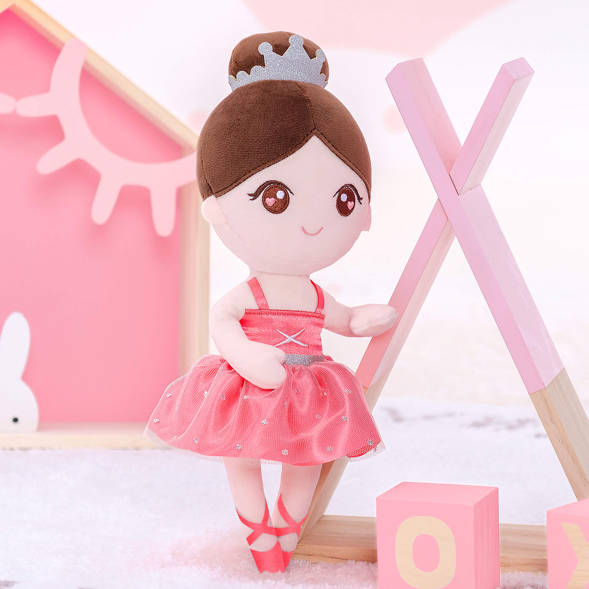 Gloveleya 13 - inch Personalized Plush Dolls Ballerina Series Coral Powder Ballet Dream - Gloveleya Official