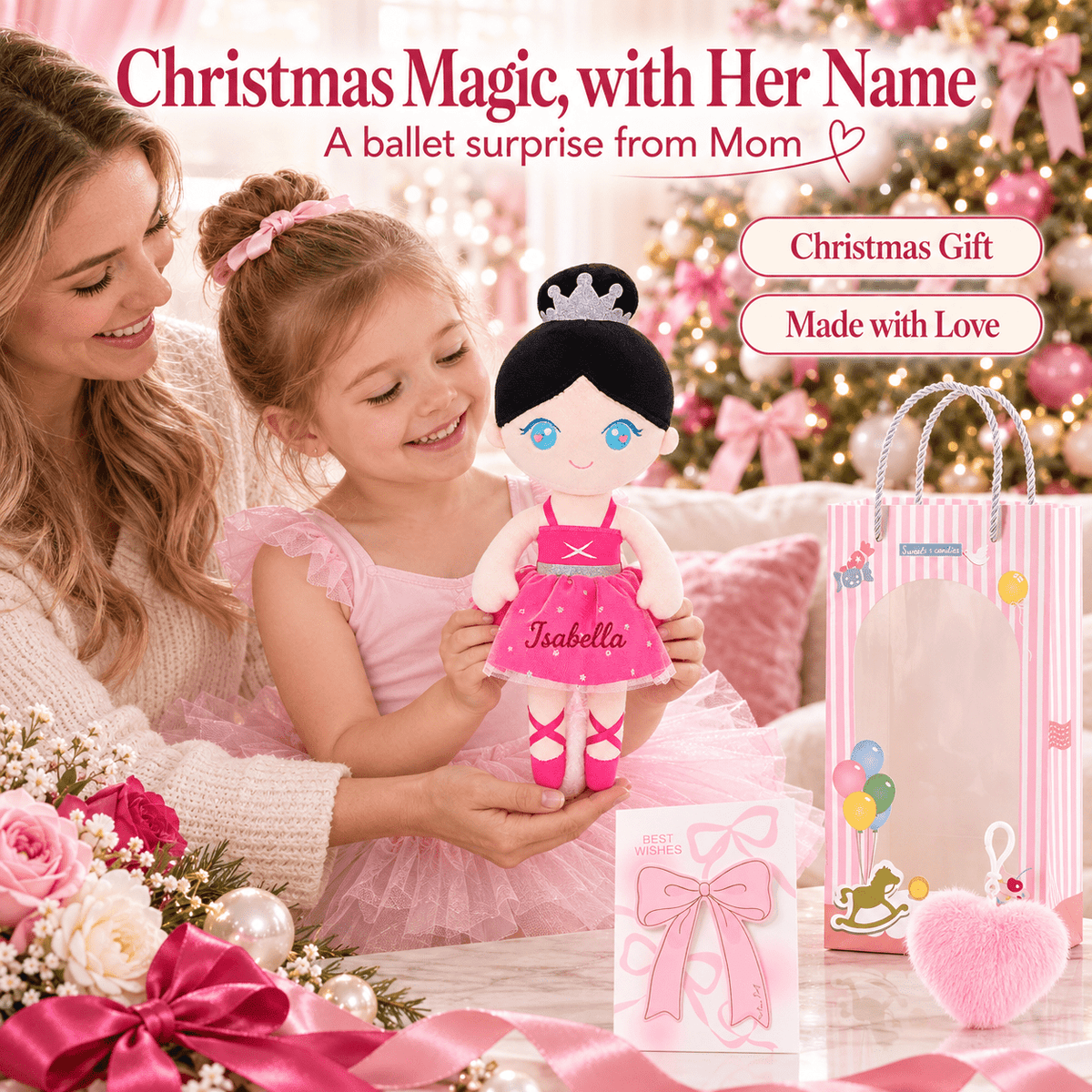 Gloveleya 13-inch Personalized Plush Dolls Ballerina Series Rose - Gloveleya Official