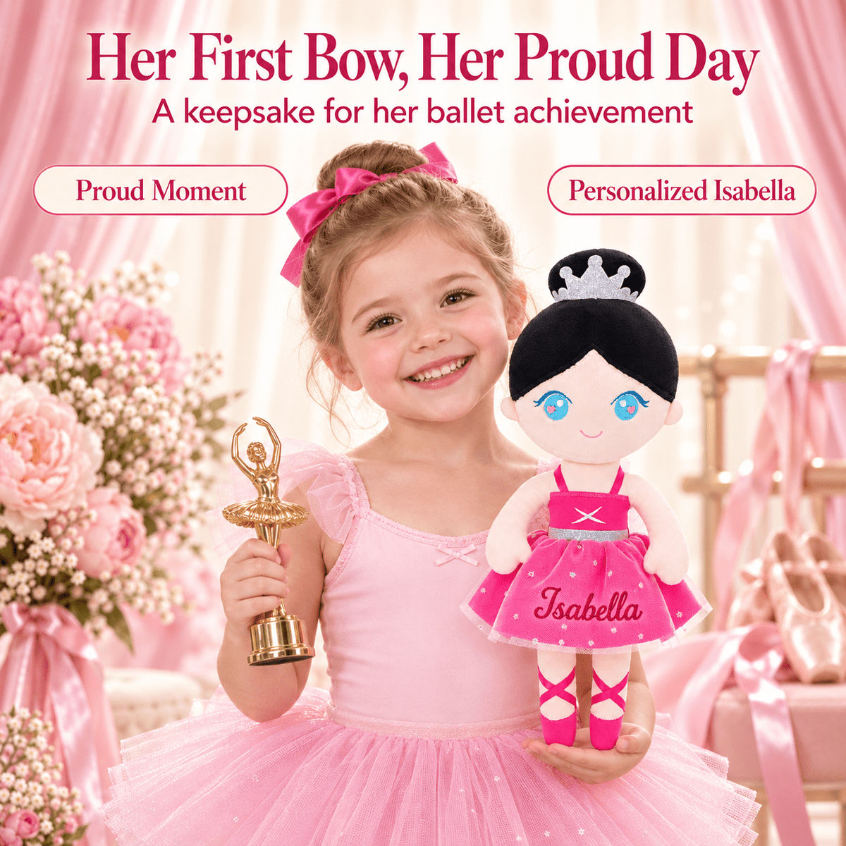 Gloveleya 13-inch Personalized Plush Dolls Ballerina Series Rose - Gloveleya Official