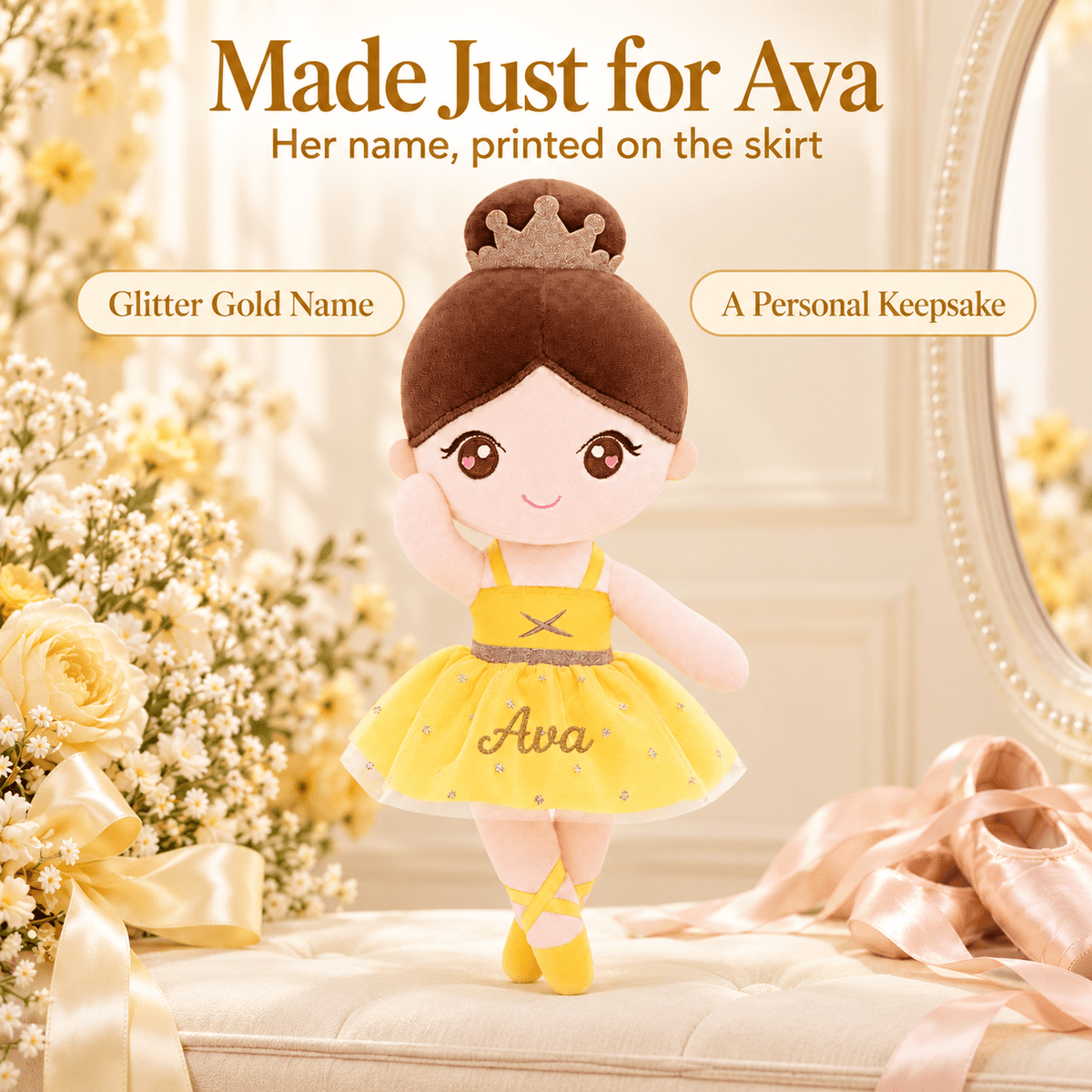 Gloveleya 13-inch Personalized Plush Dolls Ballerina Series Yellow - Gloveleya Official