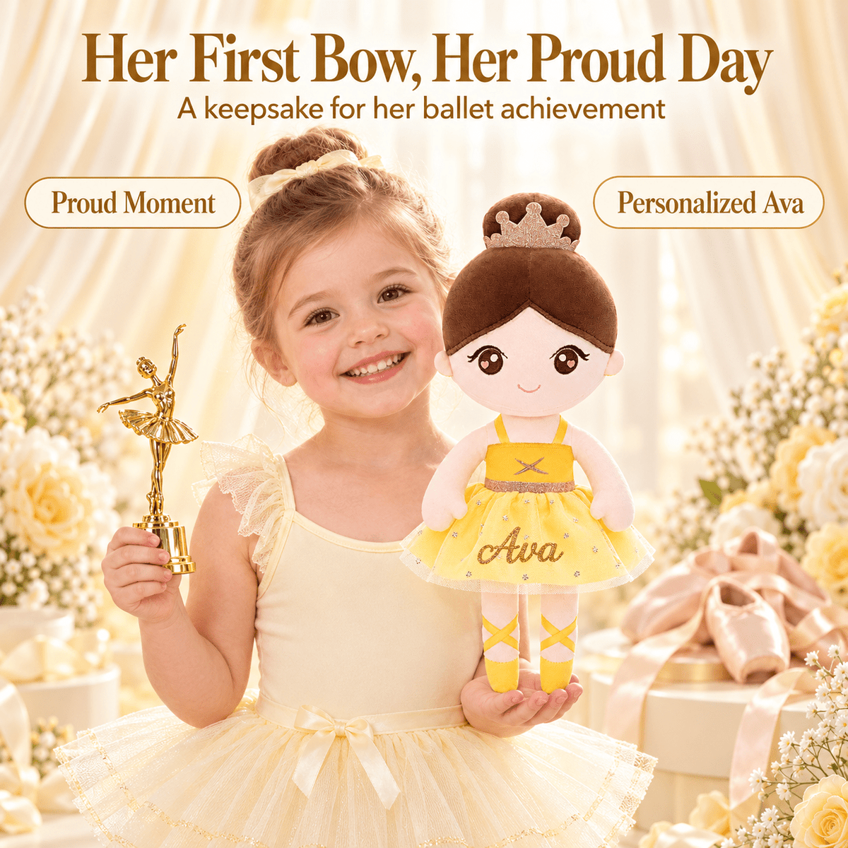 Gloveleya 13-inch Personalized Plush Dolls Ballerina Series Yellow - Gloveleya Official