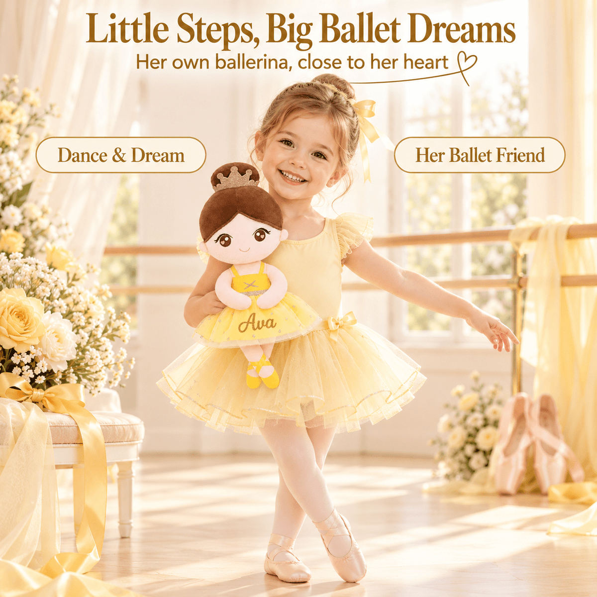 Gloveleya 13-inch Personalized Plush Dolls Ballerina Series Yellow - Gloveleya Official