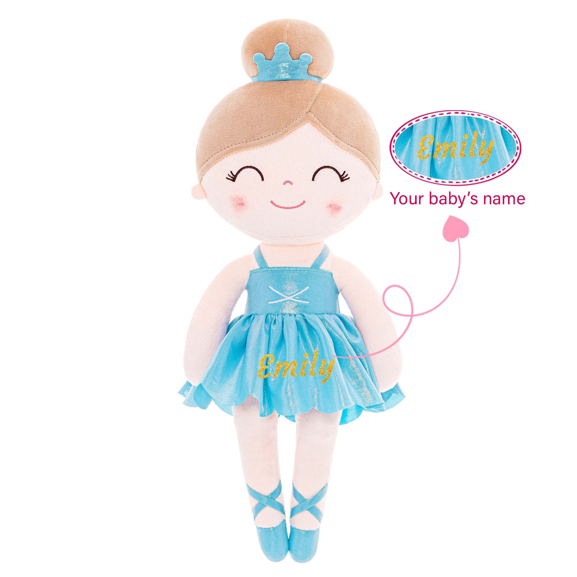 Gloveleya 13 - inch Personalized Plush Dolls Iridescent Glitter Ballerina Series Blue Ballet Dream - Gloveleya Official