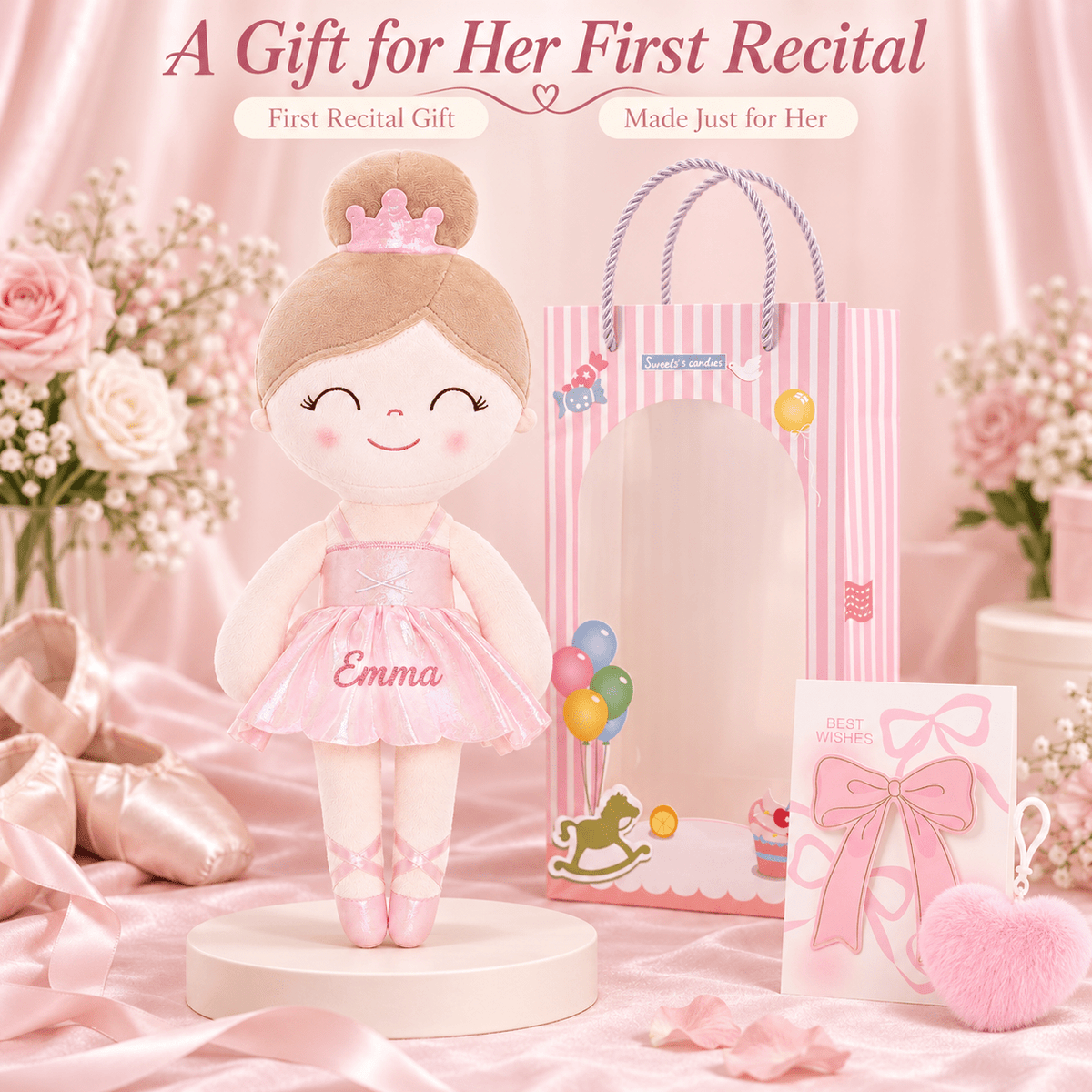 Gloveleya 13-inch Personalized Plush Dolls Iridescent Glitter Ballerina Series Pink Ballet Dream - Gloveleya Official