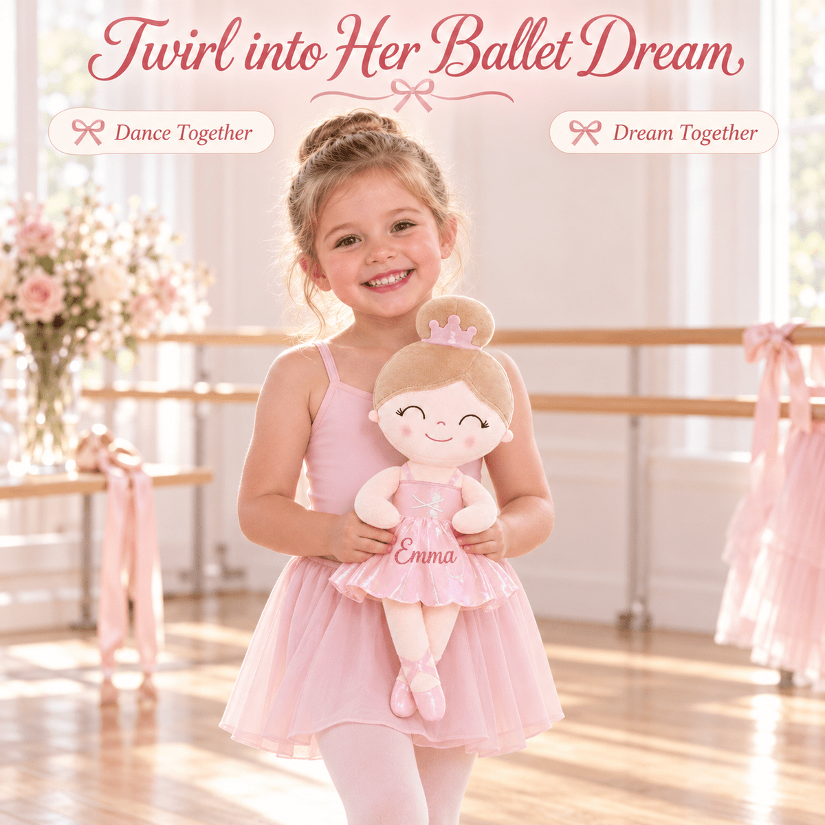 Gloveleya 13-inch Personalized Plush Dolls Iridescent Glitter Ballerina Series Pink Ballet Dream - Gloveleya Official