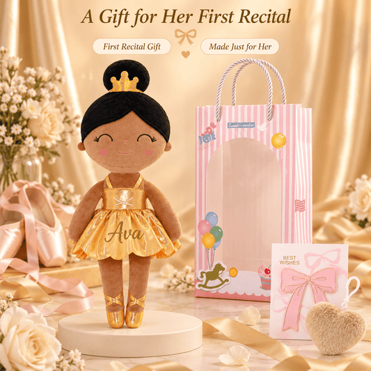 Gloveleya 13-inch Personalized Plush Dolls Iridescent Glitter Ballerina Series Tanned Gold Ballet Dream - Gloveleya Official