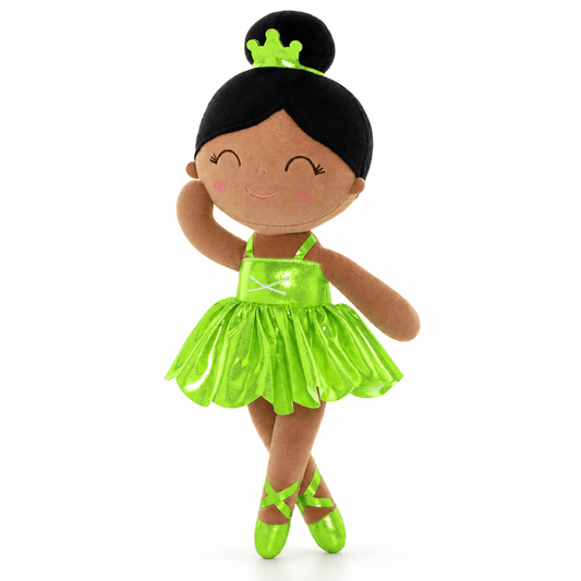 Gloveleya 13-inch Personalized Plush Dolls Iridescent Glitter Ballerina Series Tanned Green Ballet Dream - Gloveleya Official