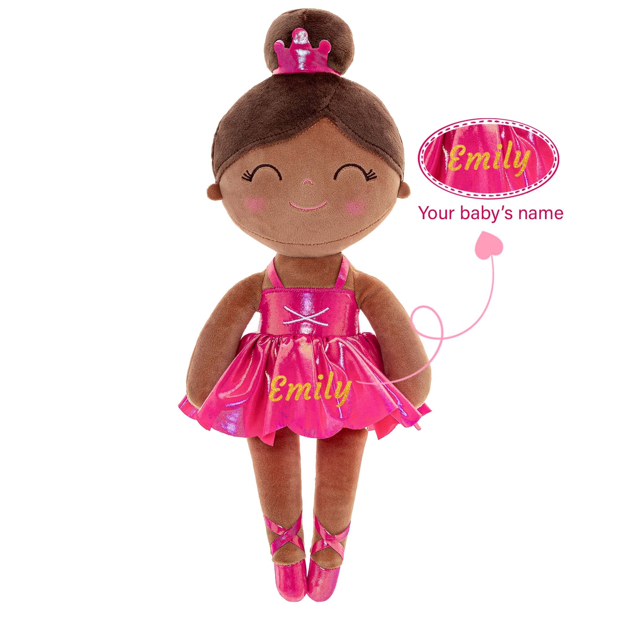 Gloveleya 13 - inch Personalized Plush Dolls Iridescent Glitter Ballerina Series Tanned Rose Ballet Dream - Gloveleya Official