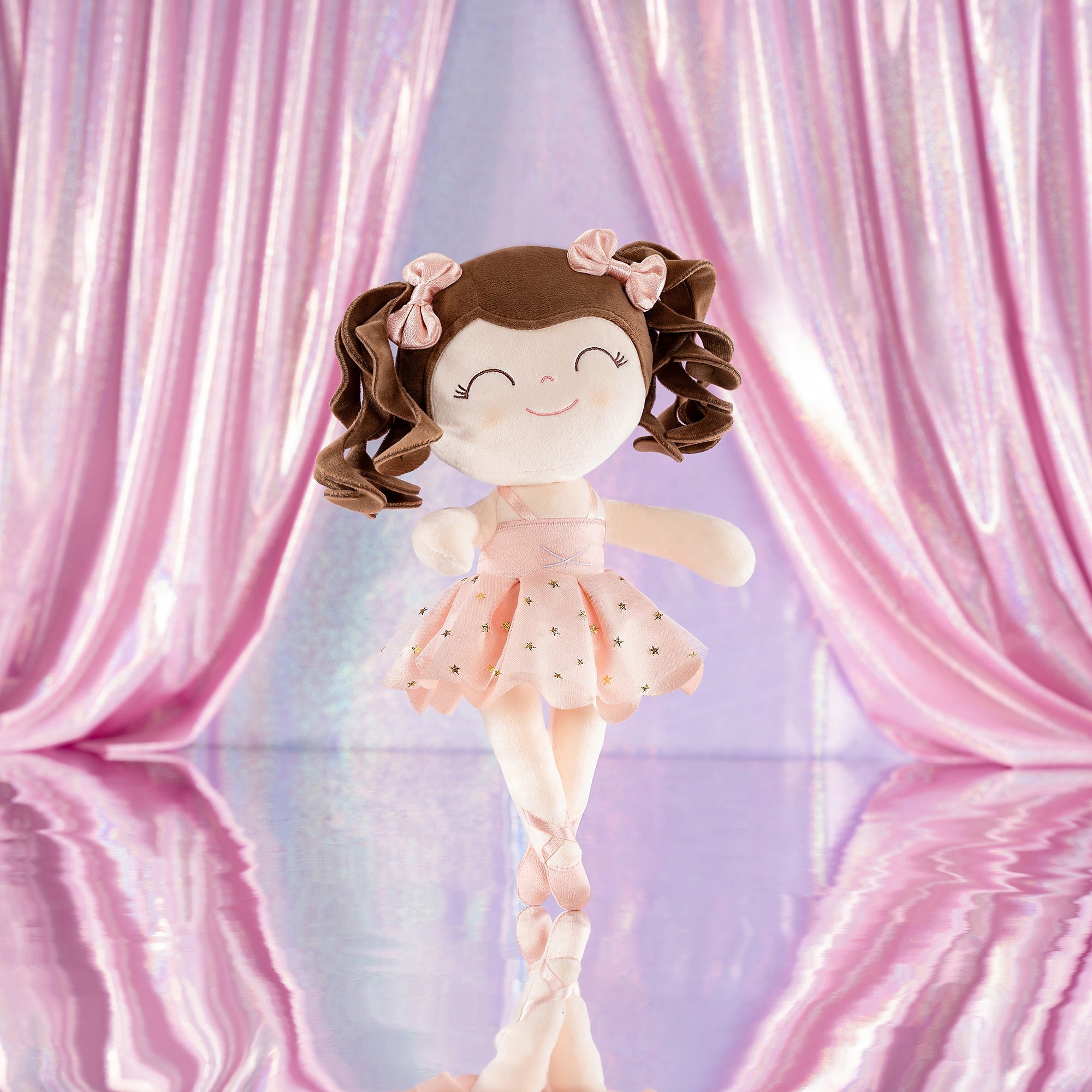 Gloveleya 14 - inch Personalized Plush Dolls Curly Ballerina Series Champagne Pink Ballet Dream - Gloveleya Official