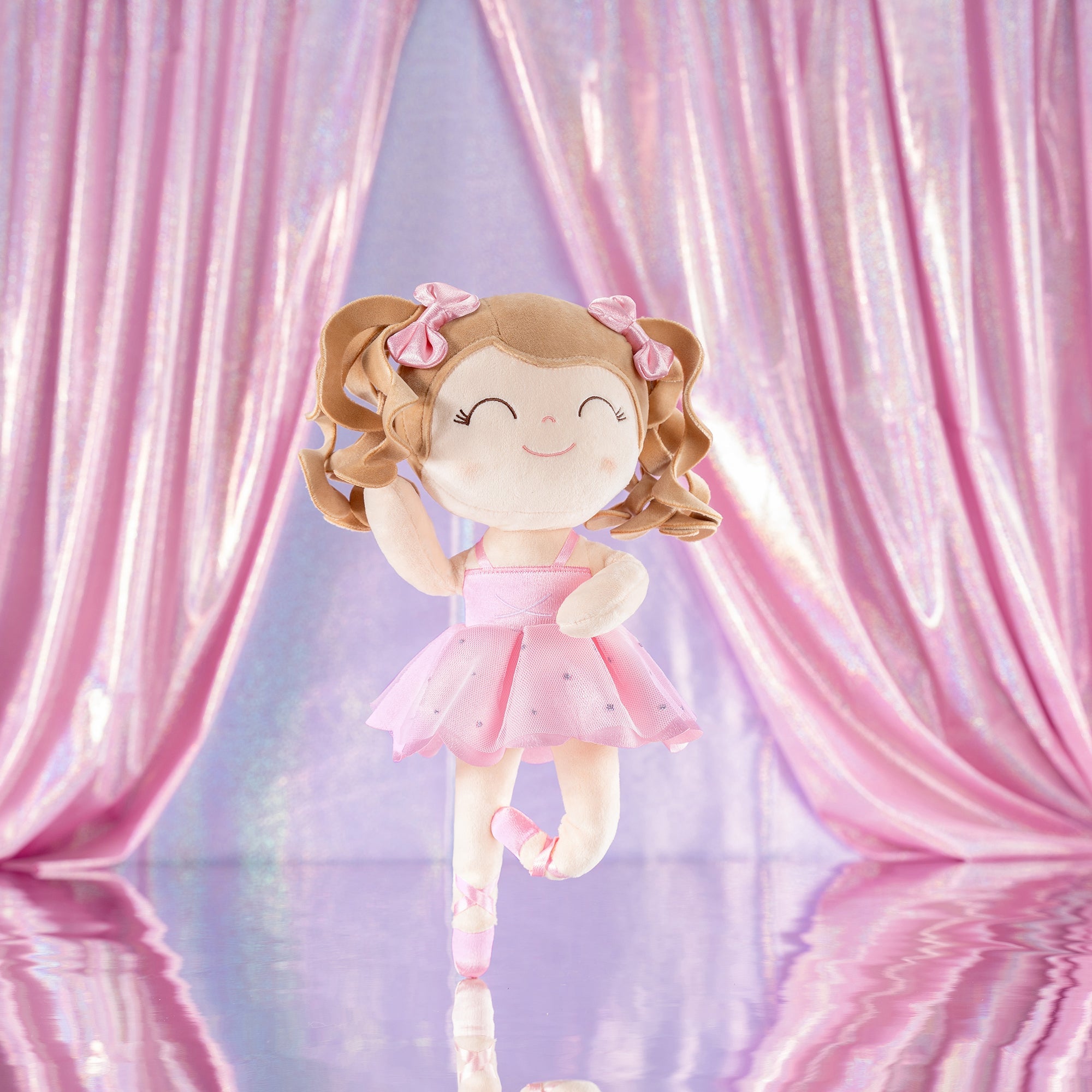 Gloveleya 14 - inch Personalized Plush Dolls Curly Ballerina Series Peach Ballet Dream - Gloveleya Official