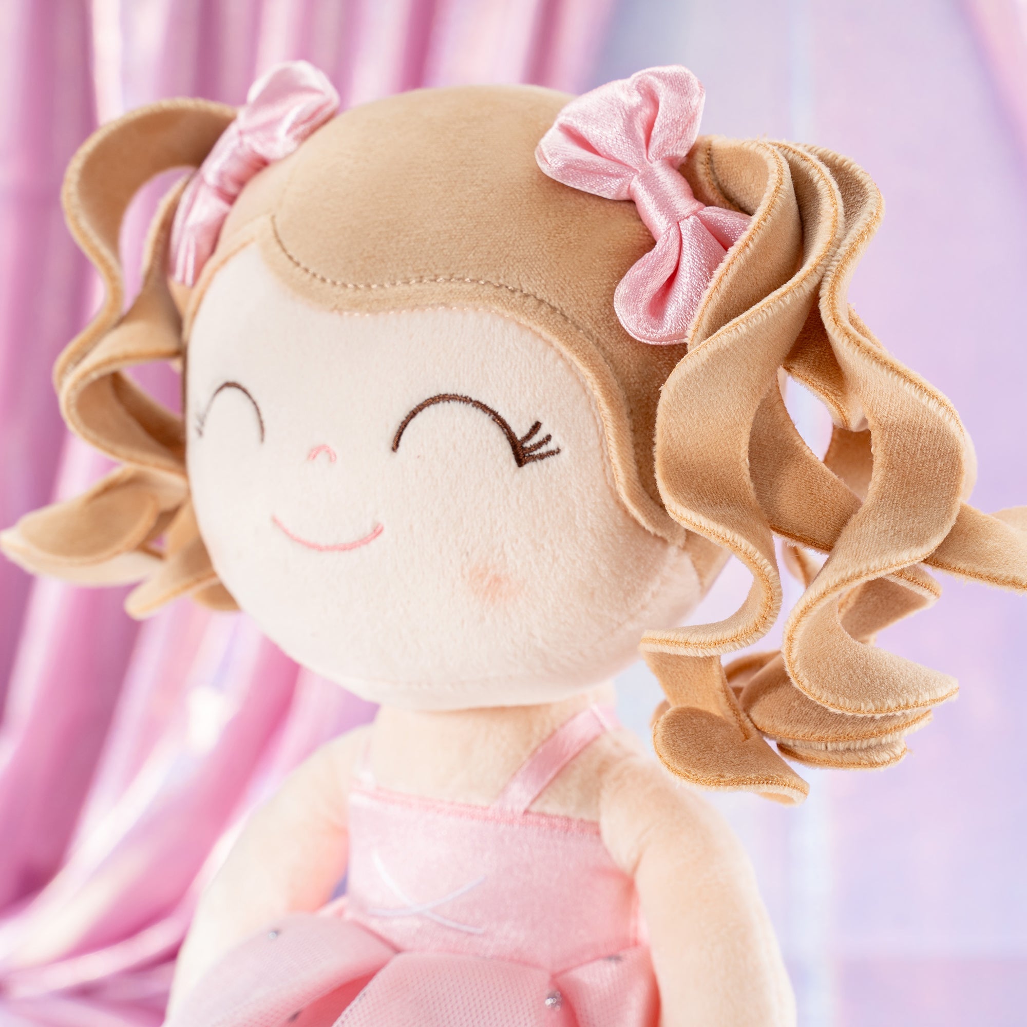 Gloveleya 14 - inch Personalized Plush Dolls Curly Ballerina Series Peach Ballet Dream - Gloveleya Official