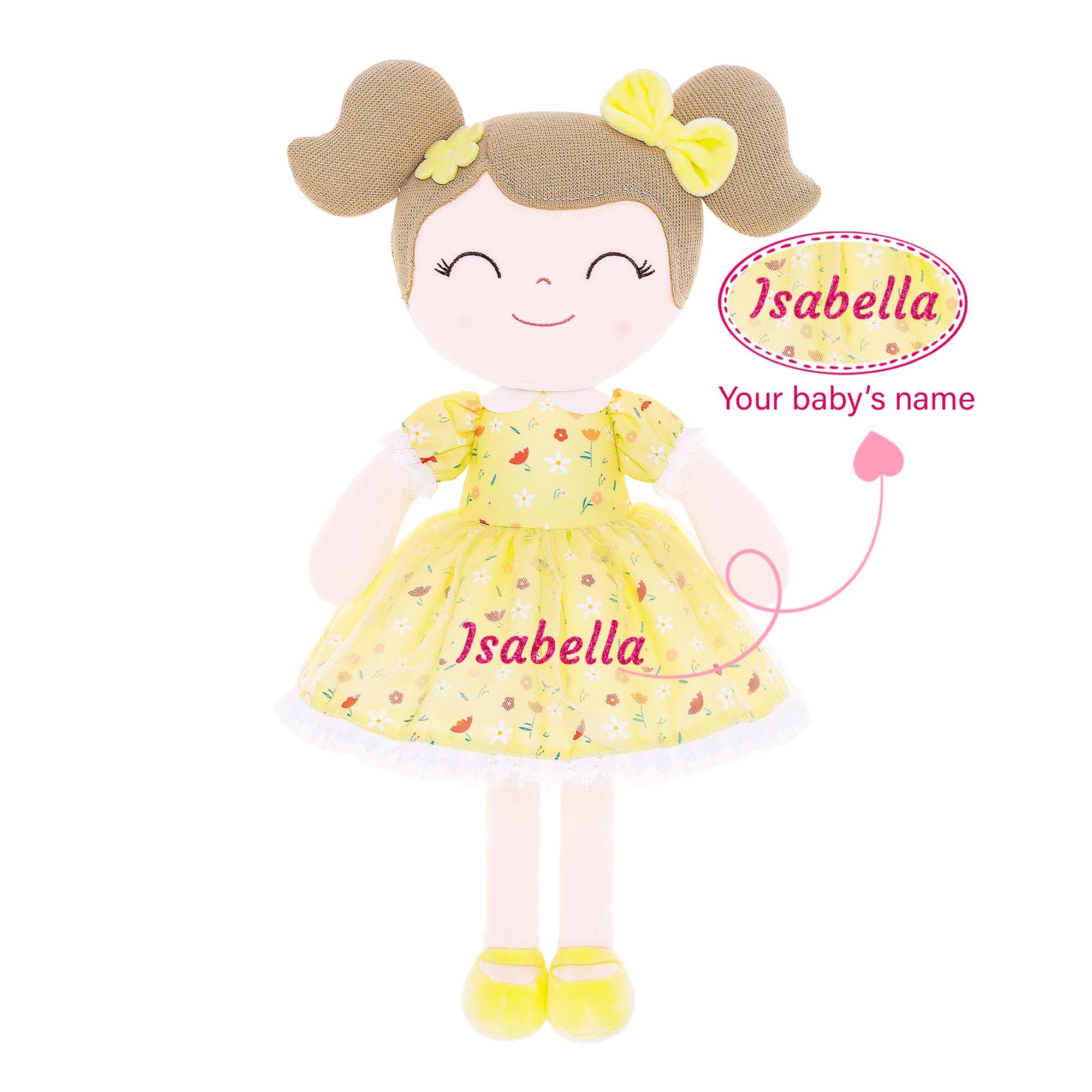 Gloveleya 16-inch Personalized Flower Girls Yellow