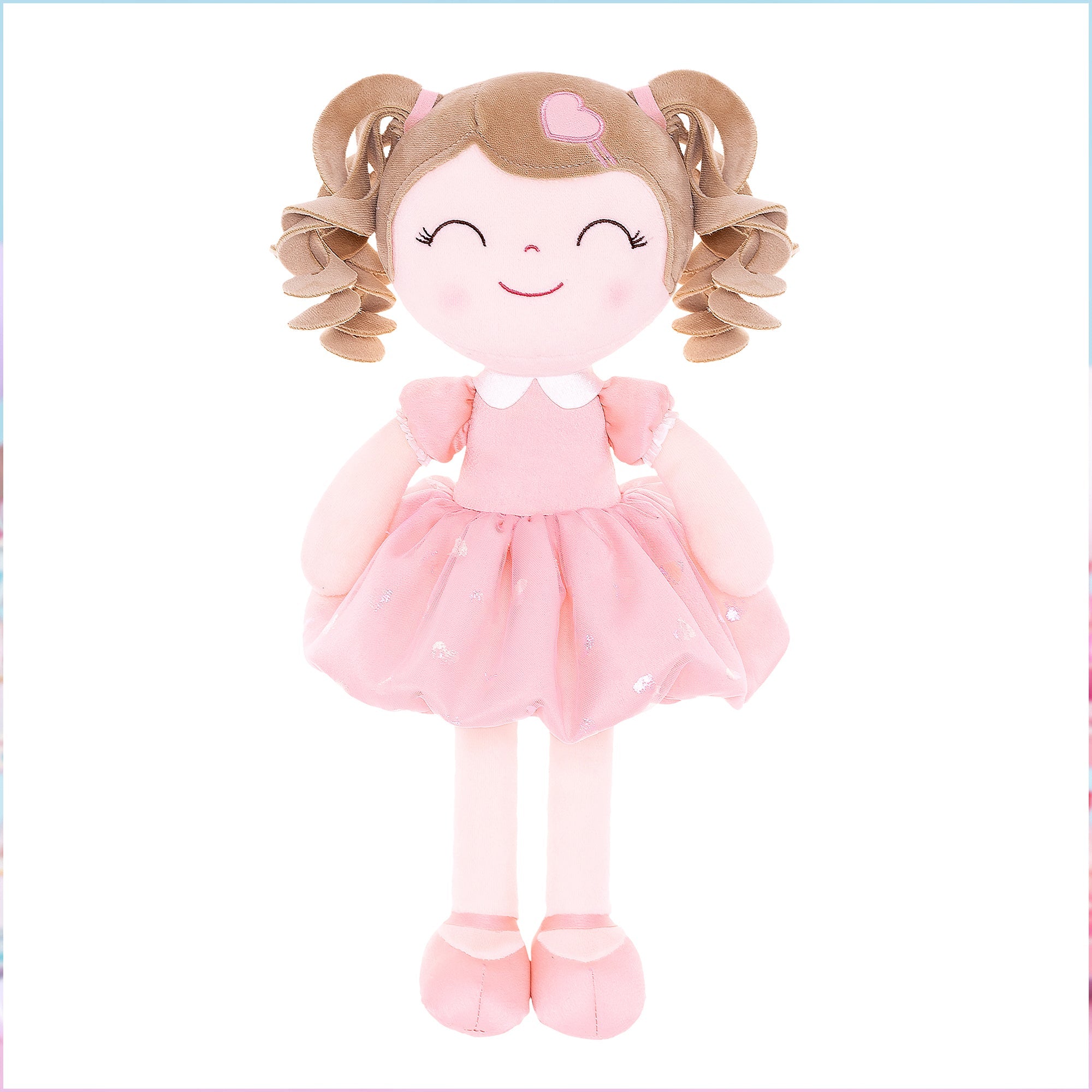 Gloveleya 16 - inch Personalized Plush Dolls Curly Love Heart Princess Dolls - Pink - Gloveleya Official