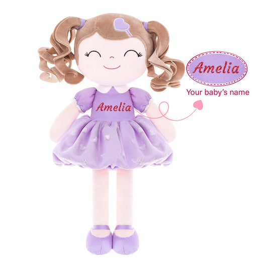 Gloveleya 16 - inch Personalized Plush Dolls Curly Love Heart Princess Dolls - Purple - Gloveleya Official