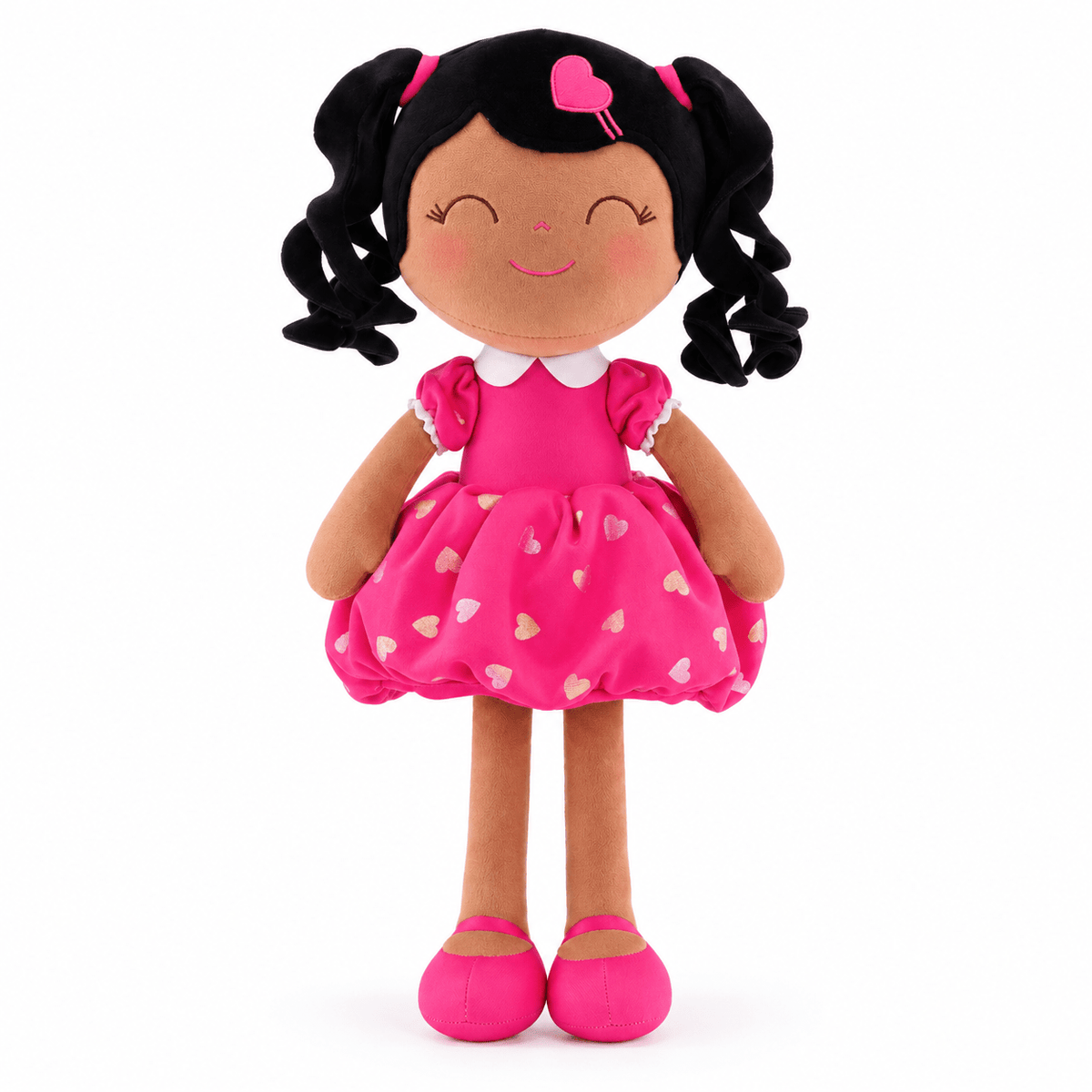 Gloveleya 16-inch Personalized Plush Dolls Curly Love Heart Princess Dolls - Rose - Gloveleya Official