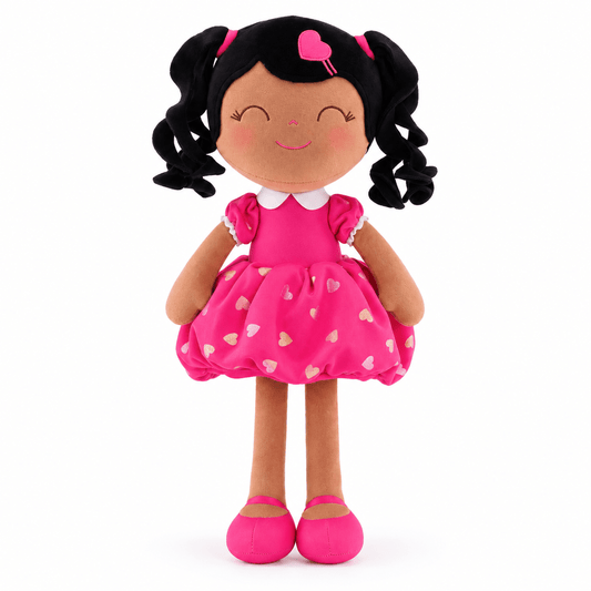 Gloveleya 16-inch Personalized Plush Dolls Curly Love Heart Princess Dolls - Rose - Gloveleya Official