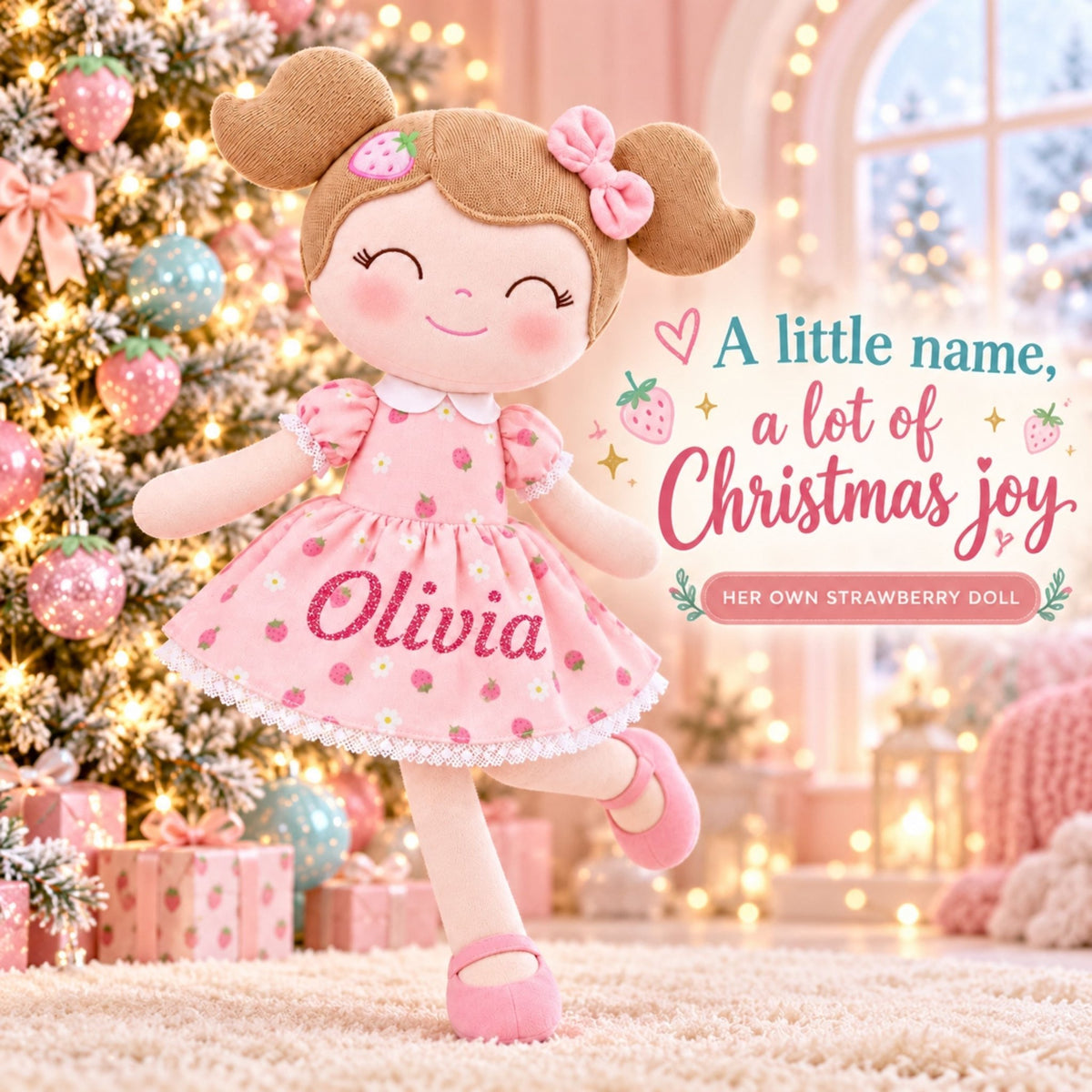 Gloveleya 16-Inch Personalized Strawberry Girl Doll – Birthday Gift for Girls - Gloveleya Official