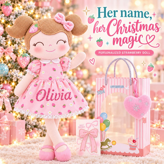 Gloveleya 16-Inch Personalized Strawberry Girl Doll – Birthday Gift for Girls - Gloveleya Official