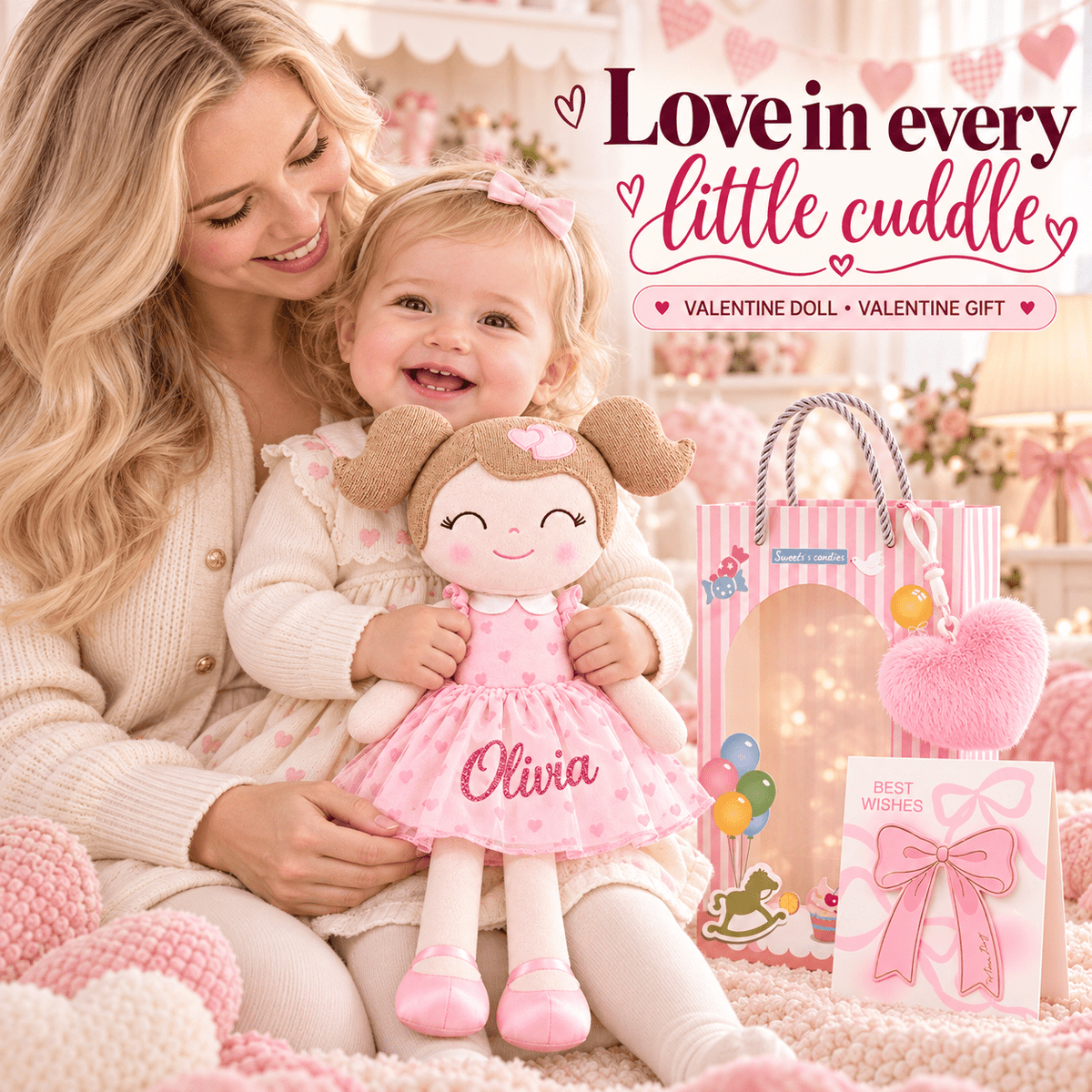 Gloveleya 16-Inch Personalized Valentine Princess Doll – Pink - Gloveleya Official