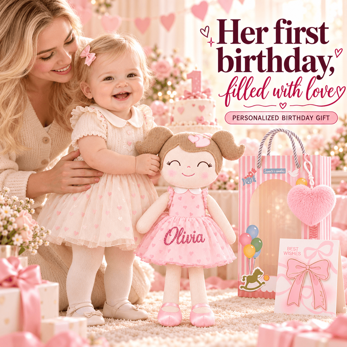 Gloveleya 16-Inch Personalized Valentine Princess Doll – Pink - Gloveleya Official