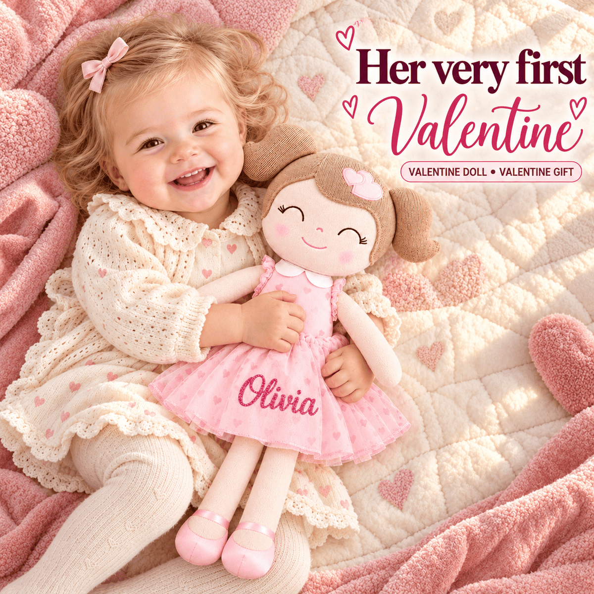 Gloveleya 16-Inch Personalized Valentine Princess Doll – Pink - Gloveleya Official