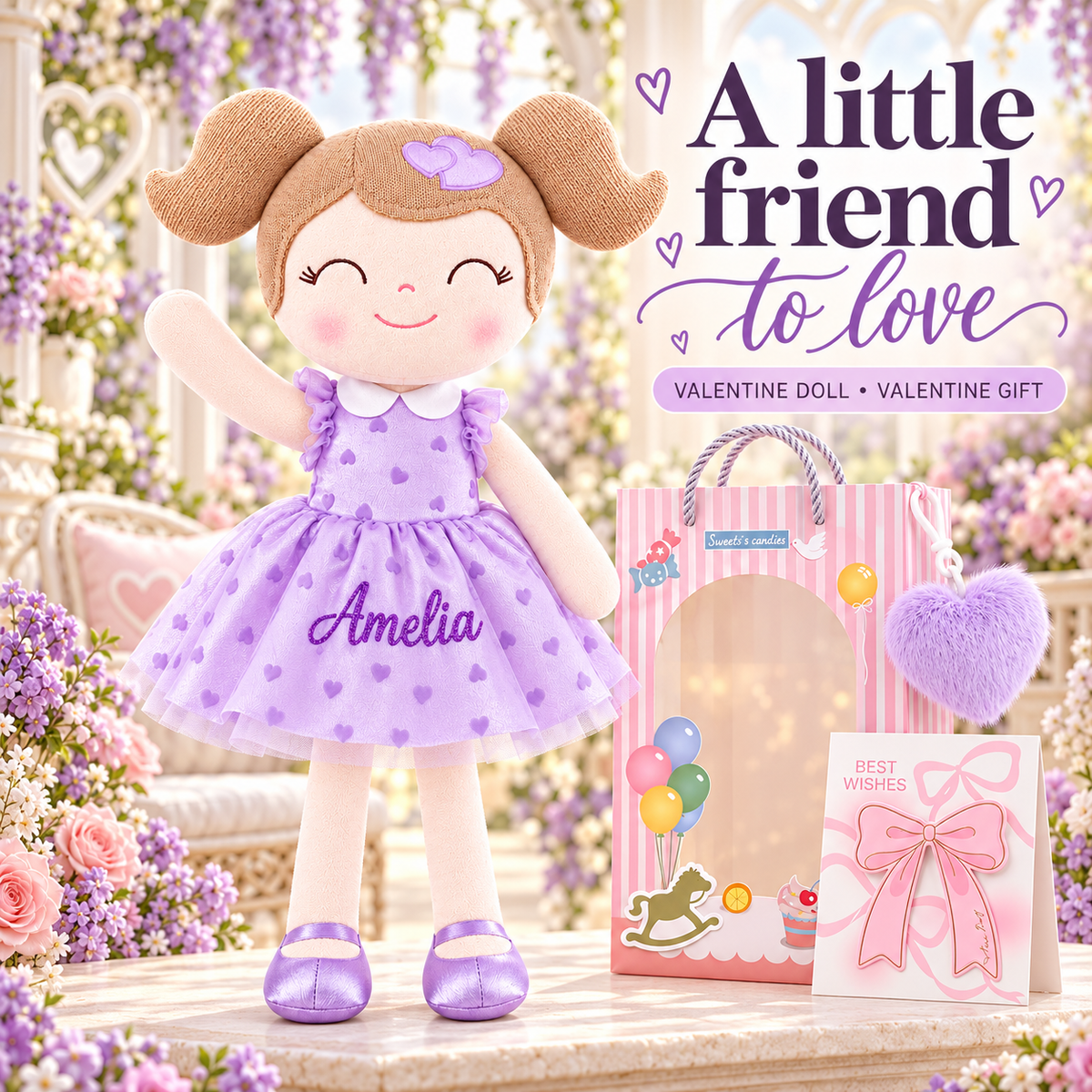 Gloveleya 16-Inch Personalized Valentine Princess Doll – Purple - Gloveleya Official
