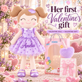 Load image into Gallery viewer, Gloveleya 16-Inch Personalized Valentine Princess Doll – Purple - Gloveleya Official
