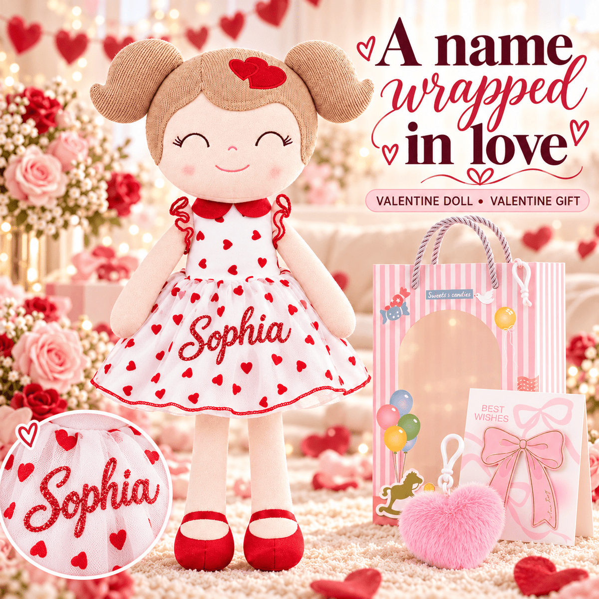 Gloveleya 16-Inch Personalized Valentine Princess Doll – Red - Gloveleya Official