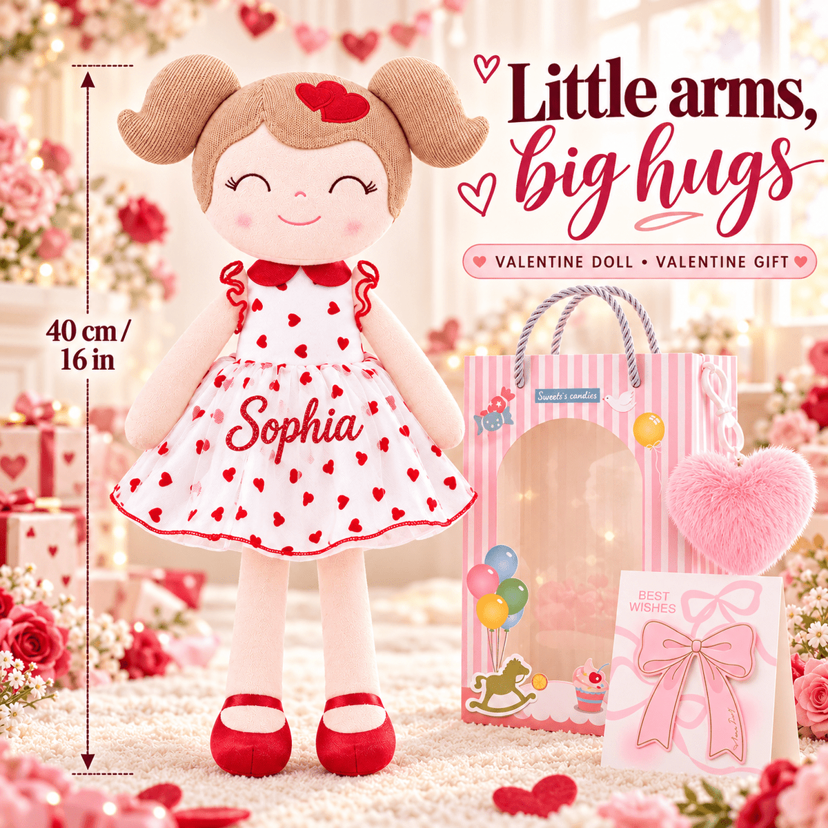 Gloveleya 16-Inch Personalized Valentine Princess Doll – Red - Gloveleya Official