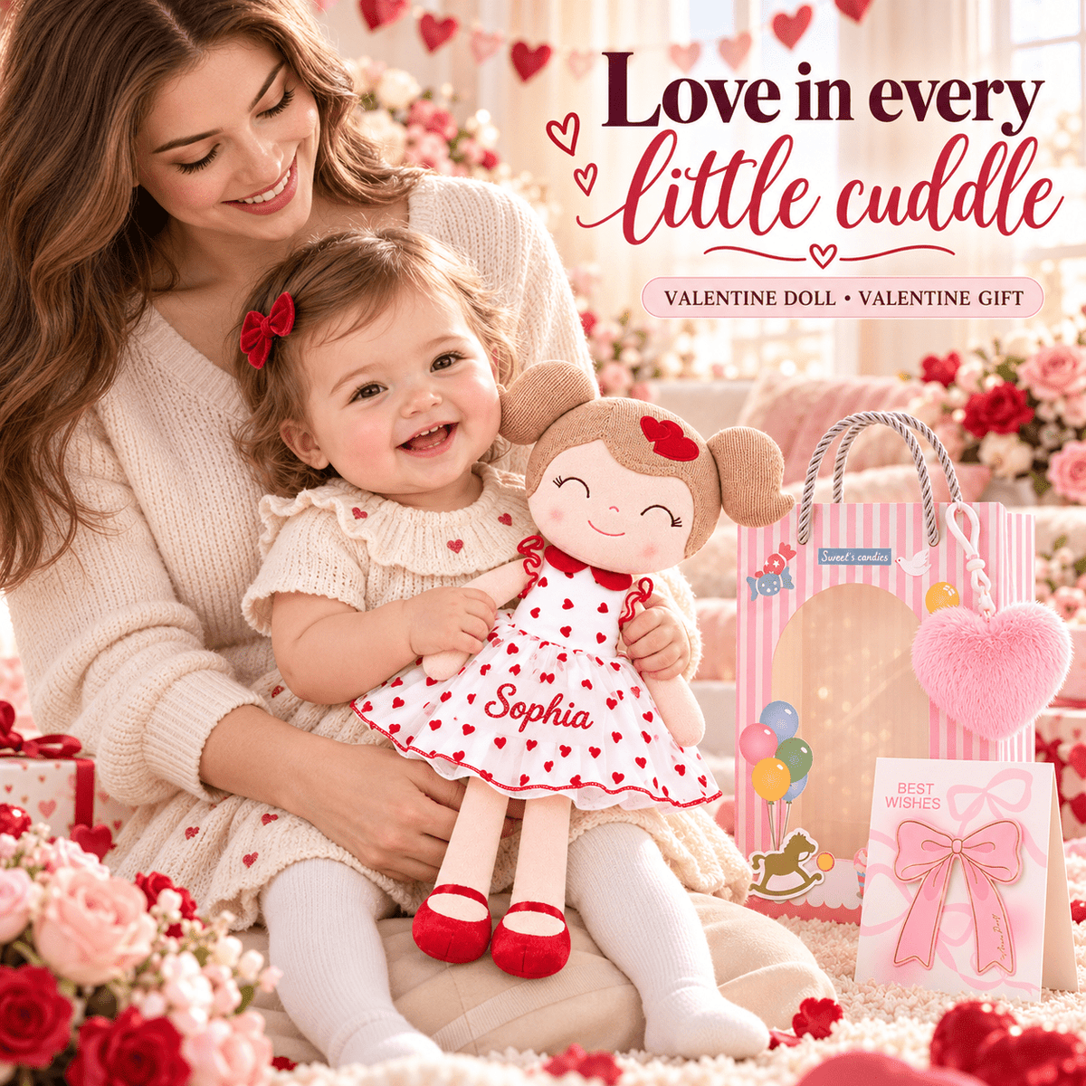 Gloveleya 16-Inch Personalized Valentine Princess Doll – Red - Gloveleya Official