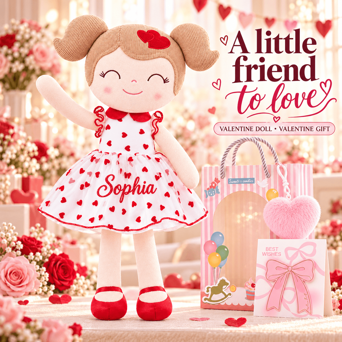 Gloveleya 16-Inch Personalized Valentine Princess Doll – Red - Gloveleya Official