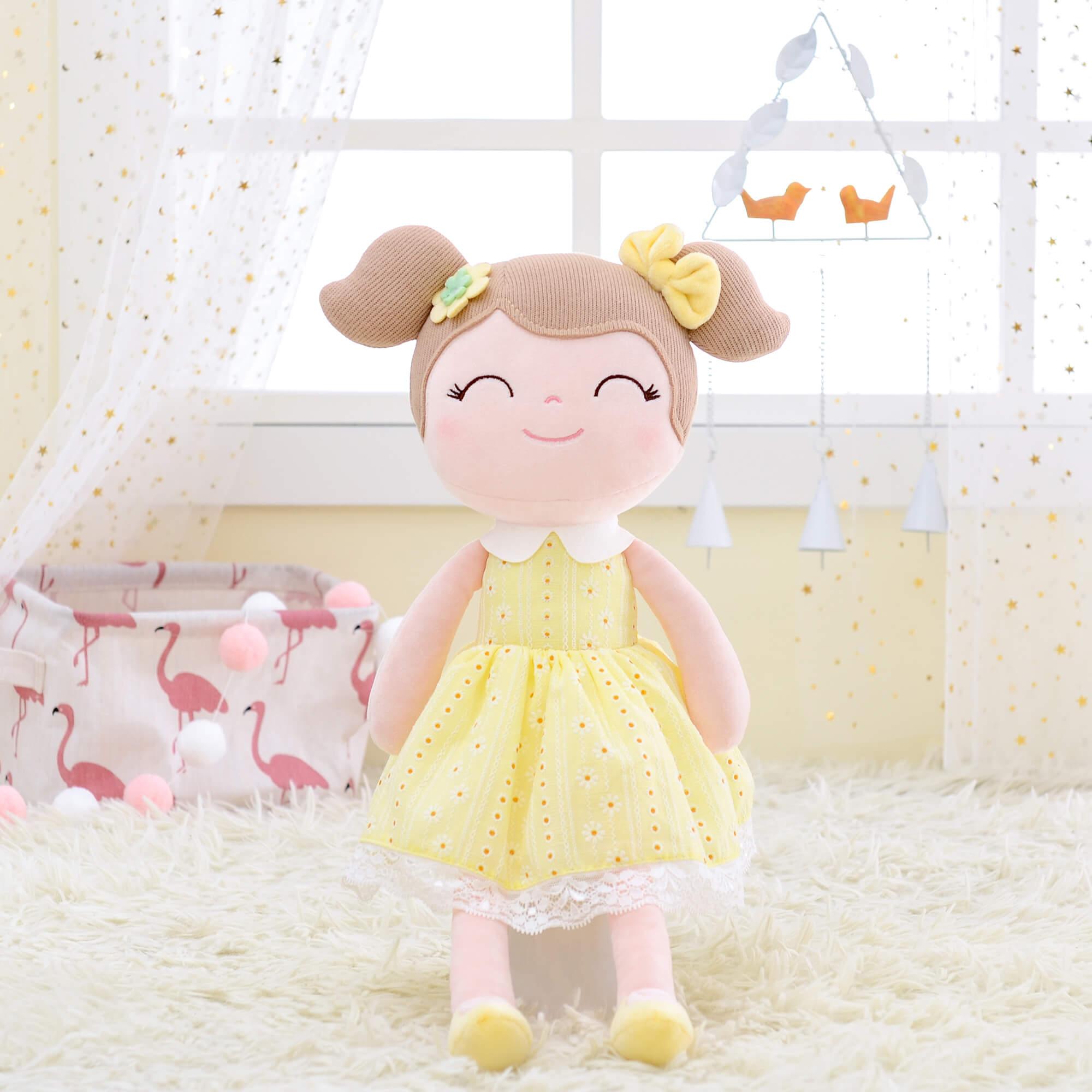 Gloveleya 16 - inch Spring Girl Doll Baby Girls Gifts Plush Toy Yellow - Gloveleya Official