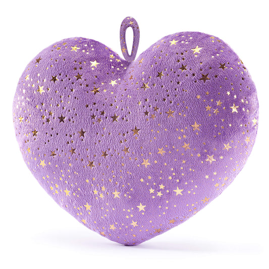 Gloveleya 17 - inch Plush Fashion Pillow Bronzing Stars Love Heart Shaped Pillows Dark Purple - Gloveleya Official