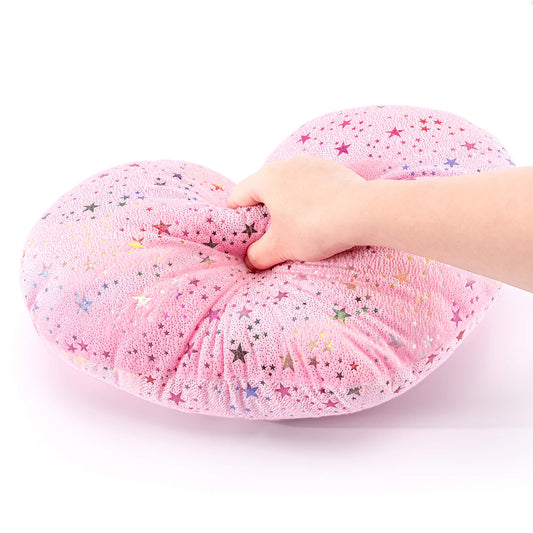 Gloveleya 17 - inch Plush Fashion Pillow Ironing Colorful Stars Love Heart Shaped Pillows Light Pink - Gloveleya Official