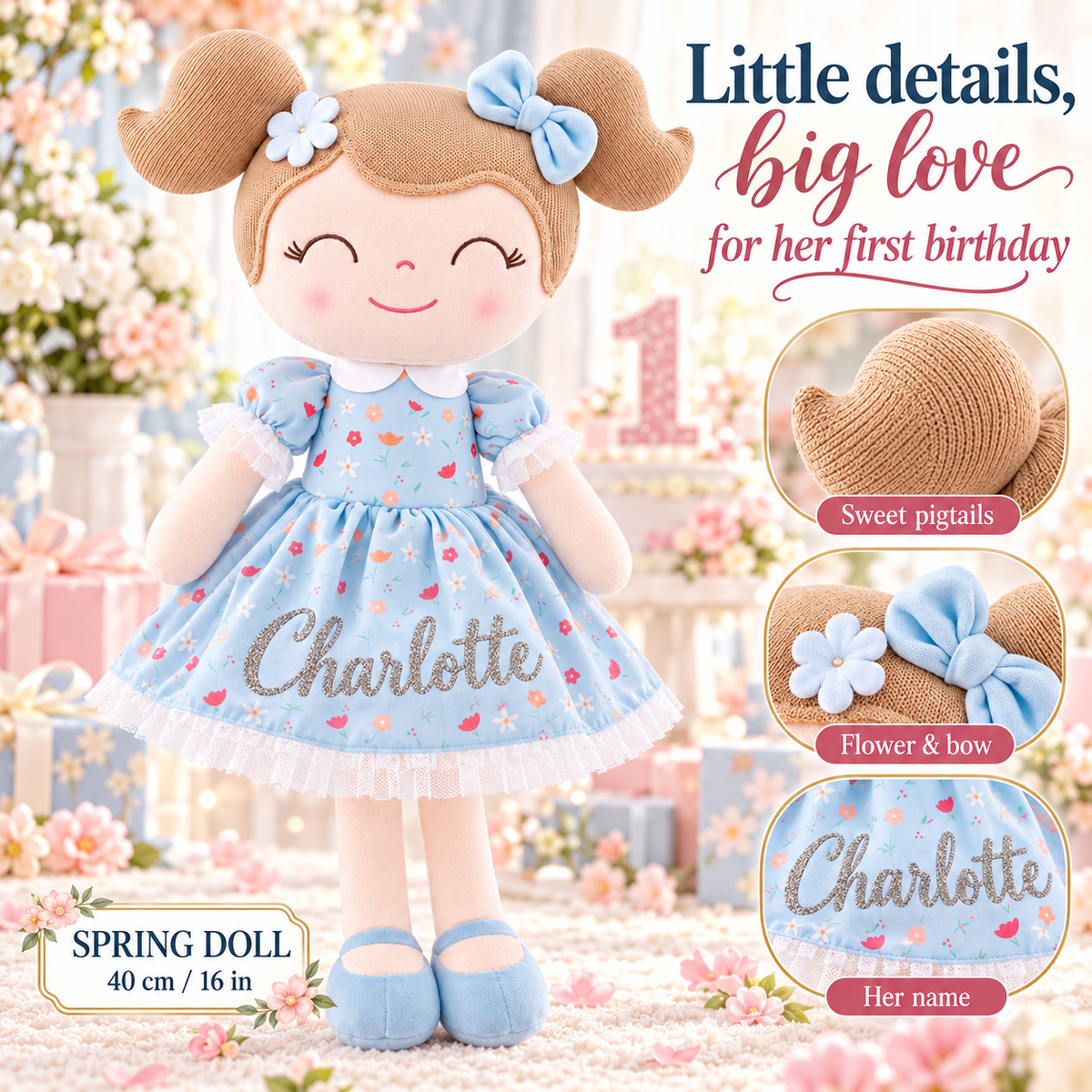 03_蓝色碎花_Charlotte_银色闪字 08_发饰裙子毛绒细节