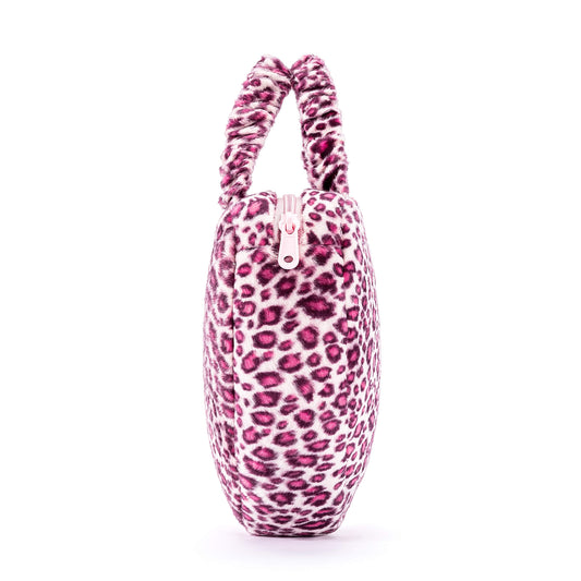 Gloveleya 6 - inch Fashion Baby Girls Leopard Handbag Plush Shock Textile Purse Girls Purse Heart Shaped Pink - Gloveleya Official