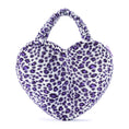 Load image into Gallery viewer, Gloveleya 6 - inch Fashion Baby Girls Leopard Handbag Plush Shock Textile Purse Girls Purse Heart Shaped Purple - Gloveleya Official
