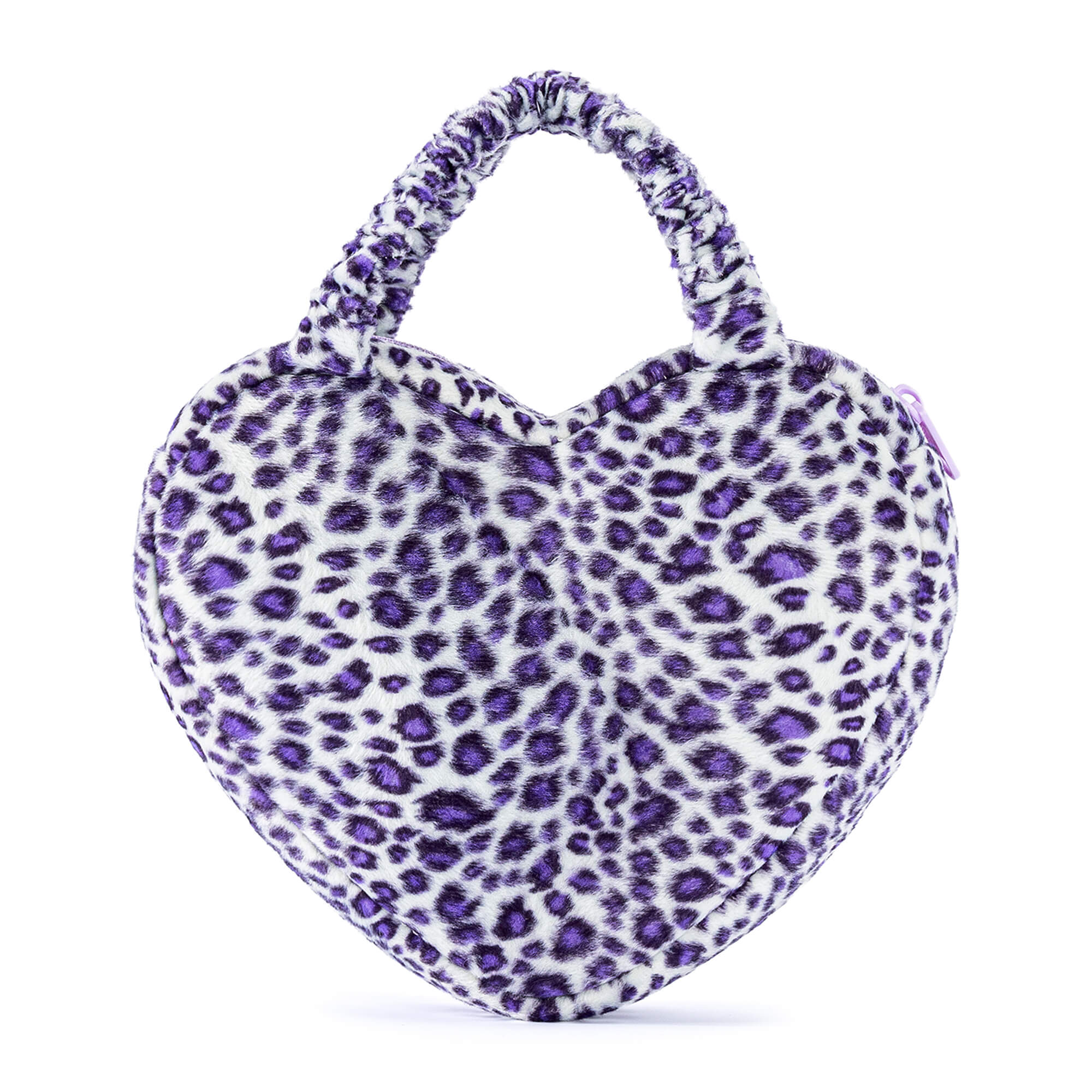 Gloveleya 6 - inch Fashion Baby Girls Leopard Handbag Plush Shock Textile Purse Girls Purse Heart Shaped Purple - Gloveleya Official