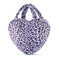 Load image into Gallery viewer, Gloveleya 6 - inch Fashion Baby Girls Leopard Handbag Plush Shock Textile Purse Girls Purse Heart Shaped Purple - Gloveleya Official
