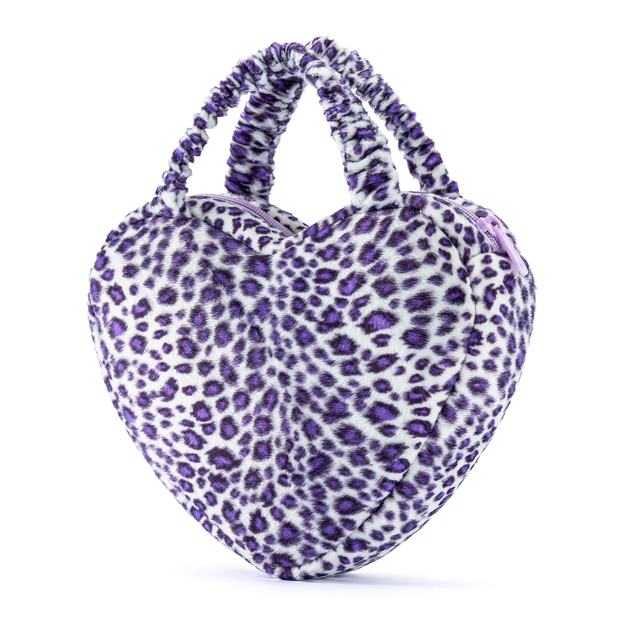 Gloveleya 6 - inch Fashion Baby Girls Leopard Handbag Plush Shock Textile Purse Girls Purse Heart Shaped Purple - Gloveleya Official