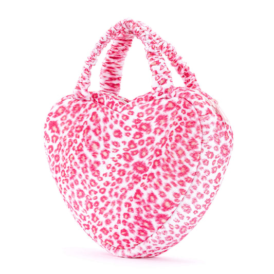 Gloveleya 6 - inch Fashion Baby Girls Leopard Handbag Plush Shock Textile Purse Girls Purse Heart Shaped Rose - Gloveleya Official